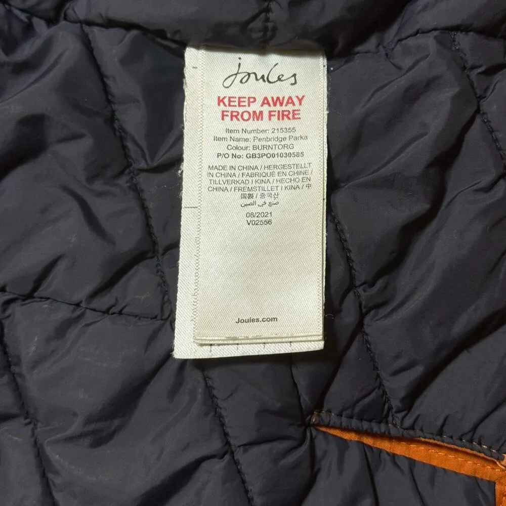 Joules Penbridge Waterproof Parka Boys Hooded Winter Coat Orange Navy Size 9Y